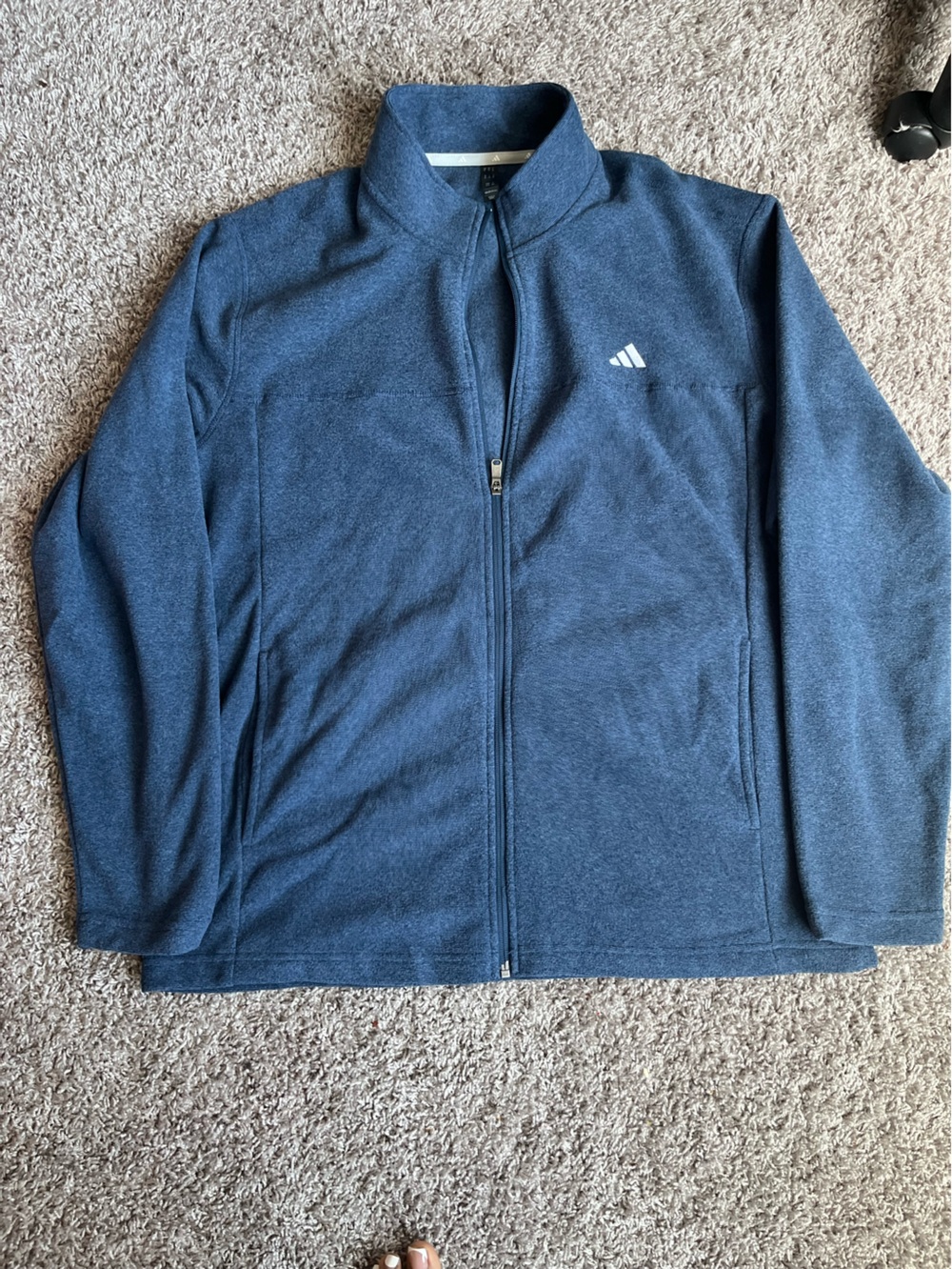 adidas Navy Full-Zip Performance Fleece Jacket